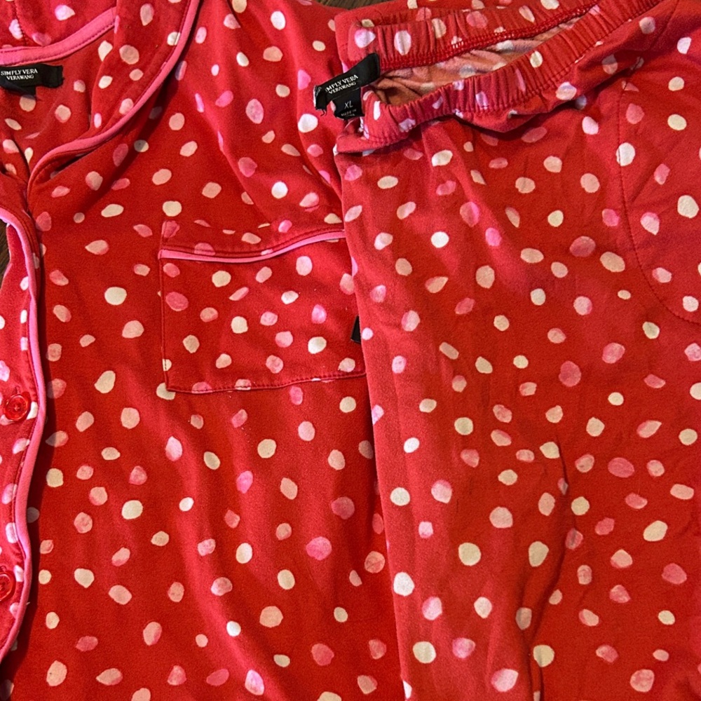 Simply Vera Vera Wang Red and Pink Polka Dot Pajama Set